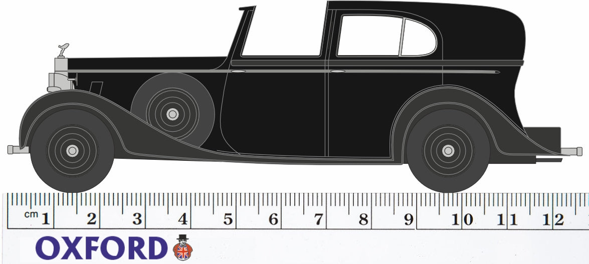 Oxford Diecast Rolls Royce Phantom III SdV HJ Mulliner Black - 1:43 Scale 43RRP3001 Measurements