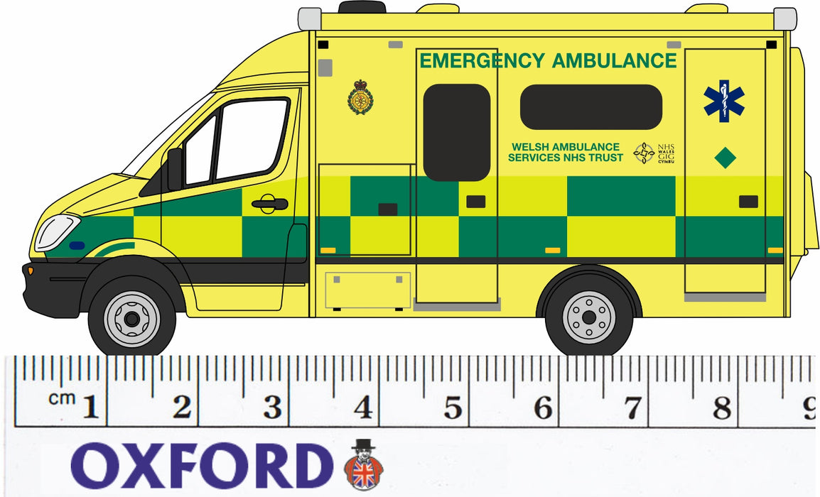 Oxford Diecast Mercedes Welsh Ambulance - 1:76 Scale 76MA001 Dimensions