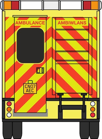 Oxford Diecast Mercedes Welsh Ambulance - 1:76 Scale 76MA001 Rear