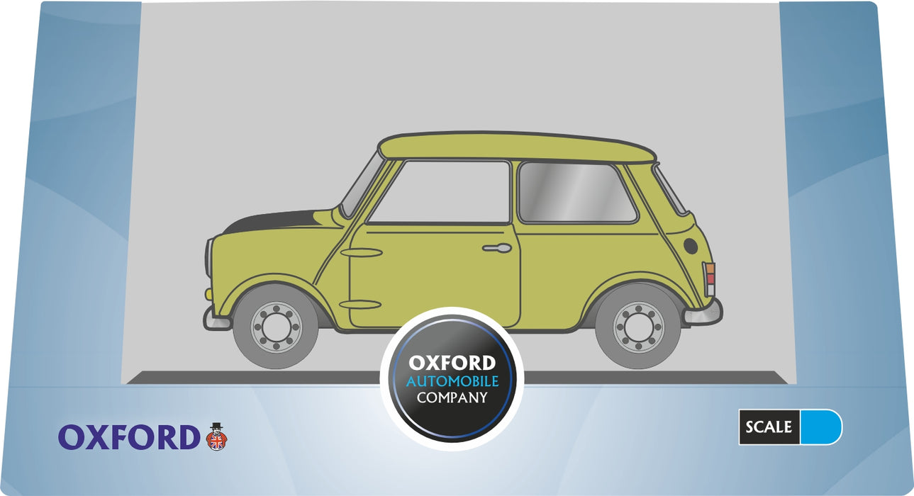 Oxford Diecast Classic Lime Green Mini - Mr Bean colours 1:76 scale deicast model - 4 cm pack