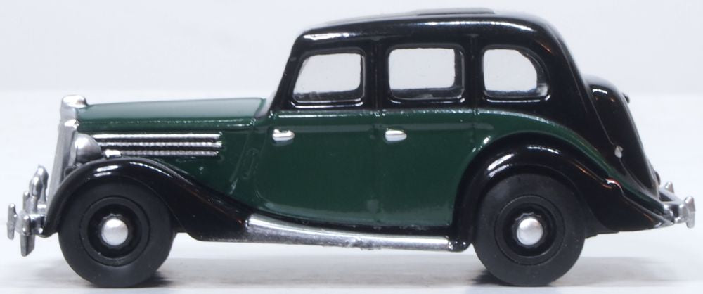 Model of the Wolseley 18/85 Green/Black by Oxford at 1:76 scale.