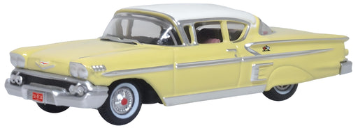 Oxford Diecast  87CIS58002 Chevrolet Impala Sport Coupe 1958 Colonial Cream and Snowcrest White 1:87 Scale