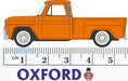 Oxford Diecast Chevrolet Stepside Pick Up 1965 Orange 87CP65002 Measurements