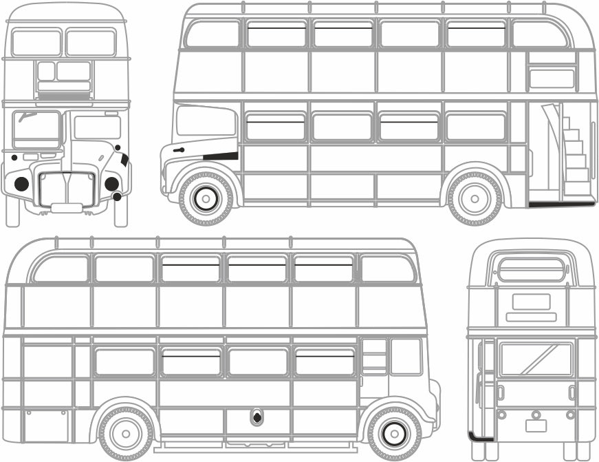 Oxford Diecast London Transport Routemaster Bus Outleine Drawing