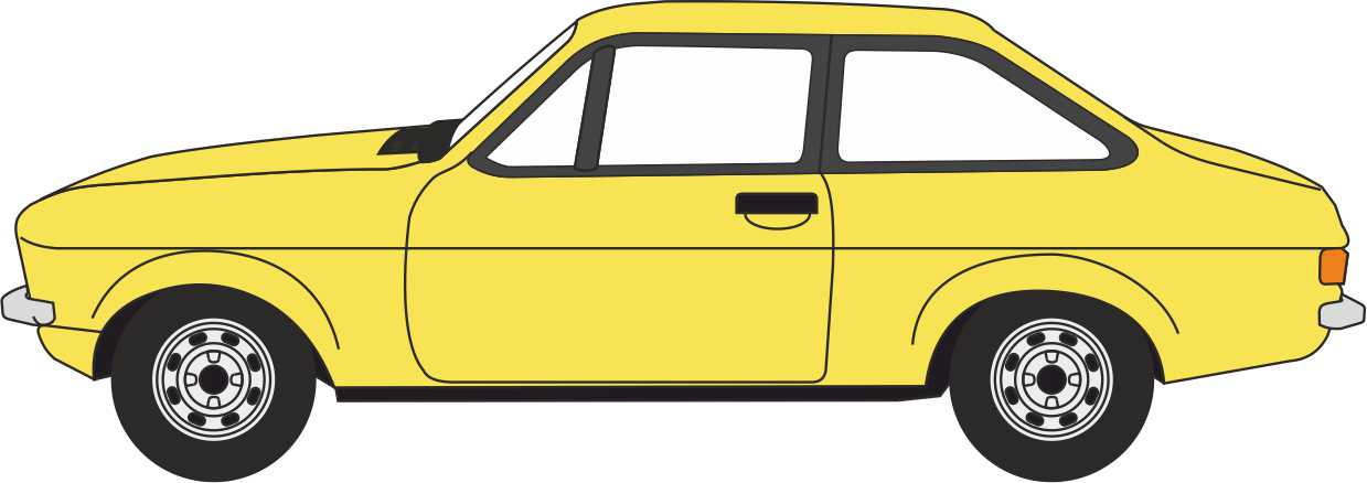Oxford Diecast Ford Escort Mk2 Signal Yellow 1:120 Scale