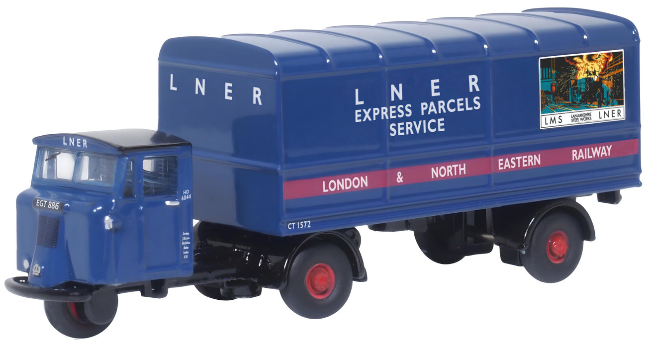 Oxford Diecast Scale  Scammell Mechanical Horse Van Trailer LNER - 1:120 (TT) scale