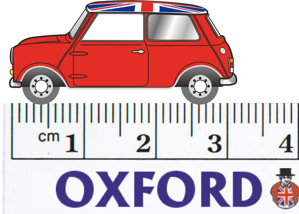 Oxfor Diecast 120MN001 Mini Tartan Red/Union Jack TT Scale Measurements