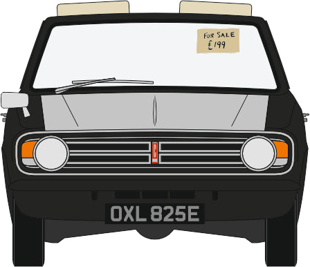 Oxford Diecast 1:43 Scale Ford Cortina MKII Crayford Convertible Black and White 43CCC004 Line Draing Front