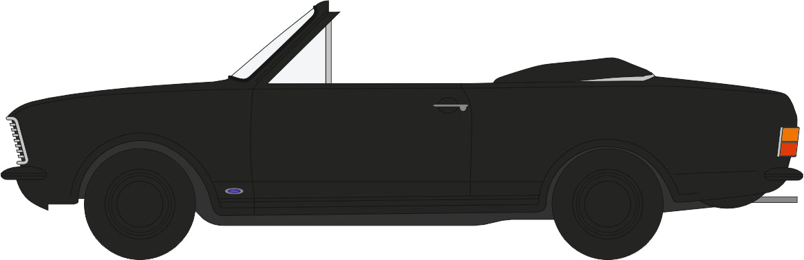 Oxford Diecast 1:43 Scale Ford Cortina MKII Crayford Convertible Black and White 43CCC004 Left Line Drawing