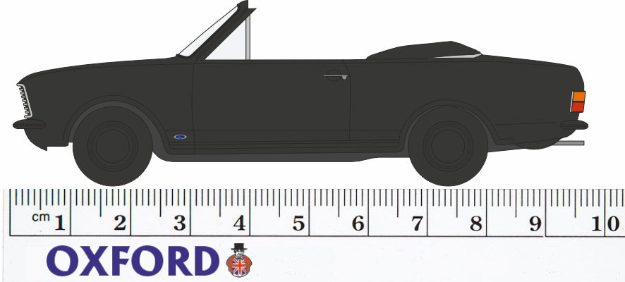Oxford Diecast 1:43 Scale Ford Cortina MKII Crayford Convertible Black and White 43CCC004 Measurements