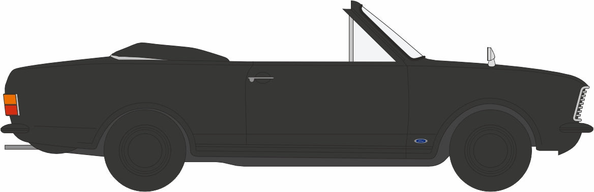 Oxford Diecast 1:43 Scale Ford Cortina MKII Crayford Convertible Black and White 43CCC004 Right Line Drawing