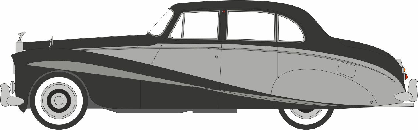Oxford Diecast Rolls Royce Silver Cloud/Hooper Empress Black/Silver 43EMP003 1:43 scale model left