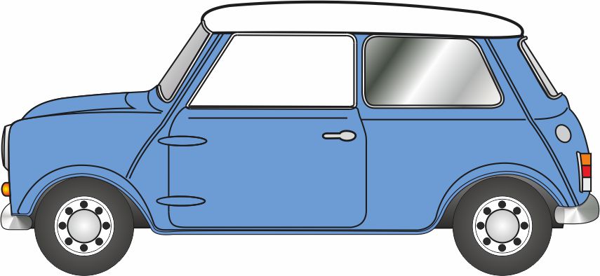 Oxford Diecast Austin Cooper S Mini Island Blue/Snowberry White 1:43