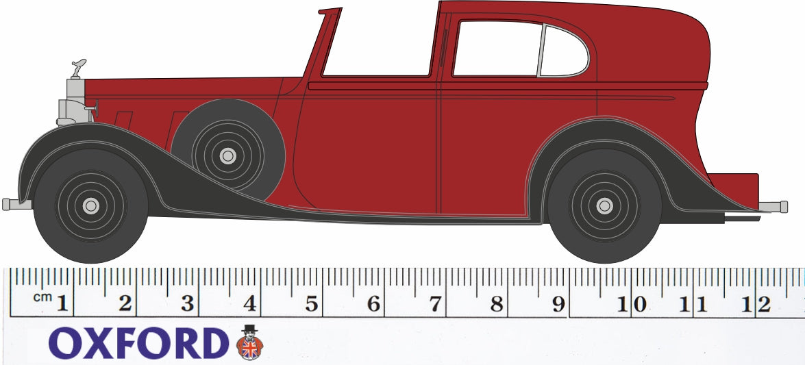 Oxford Diecast 1:43rd Scale Rolls Royce Phantom III SDV Mulliner Claret and Black 43RRP3003 Measurements