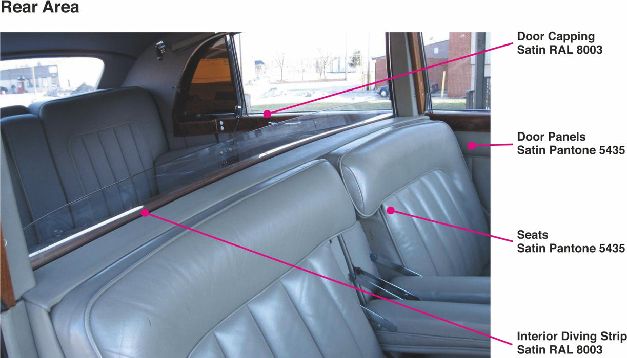 Oxford Diecast 1:43rd Scale Rolls Royce Phantom V James Young Windsor Blue 43RRP5003 Interior Rear