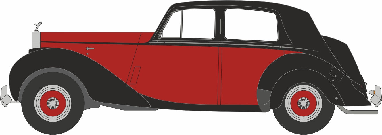 Oxford Diecast 1:43rd Scale Rolls Royce Silver Dawn/std Steel Maroon/black 43RSD001 Left