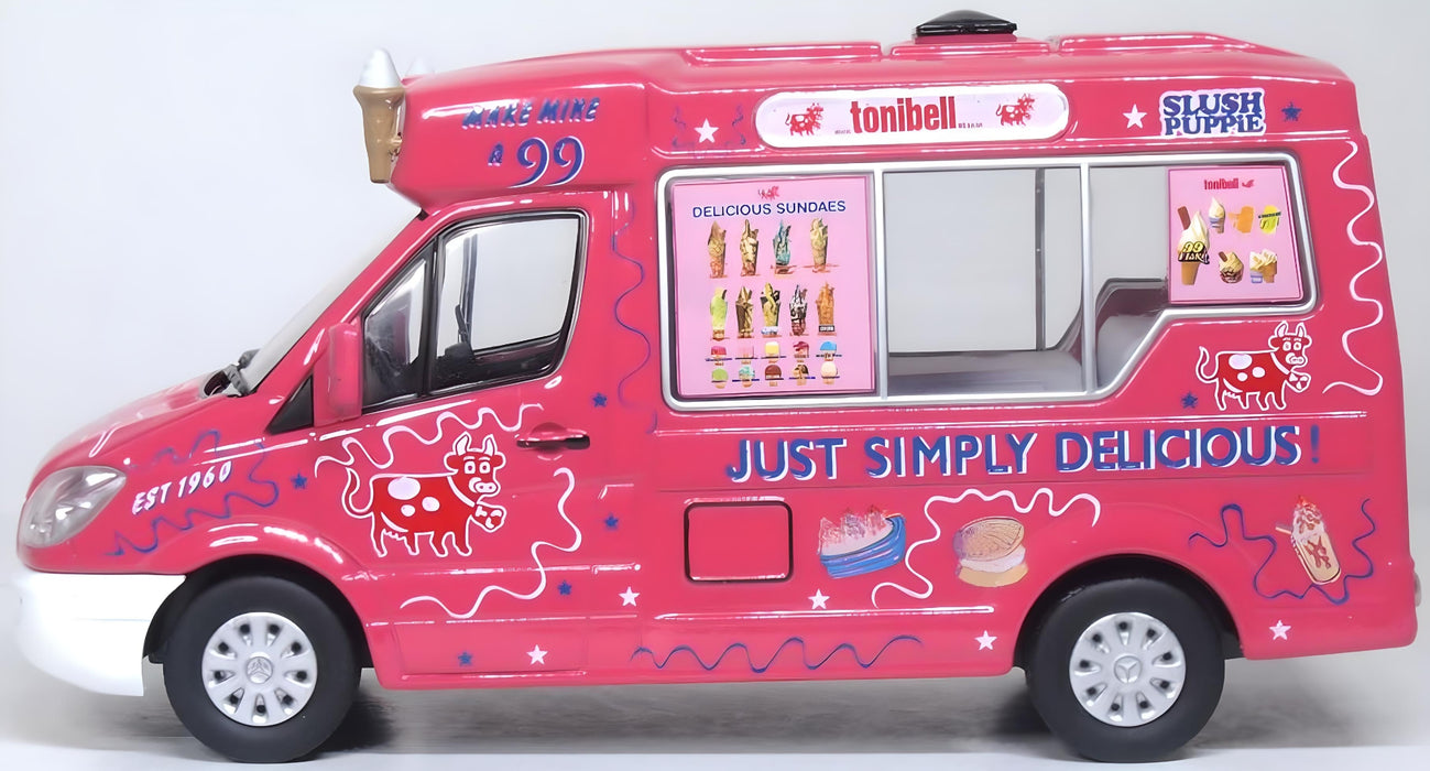 Oxford Diecast 43WM009 Tonibell Ice Cream Van Pink 1:43 Scale Left