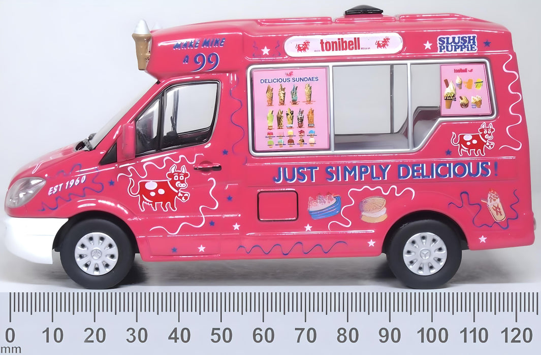 Oxford Diecast 43WM009 Tonibell Ice Cream Van Pink 1:43 Scale Measurements