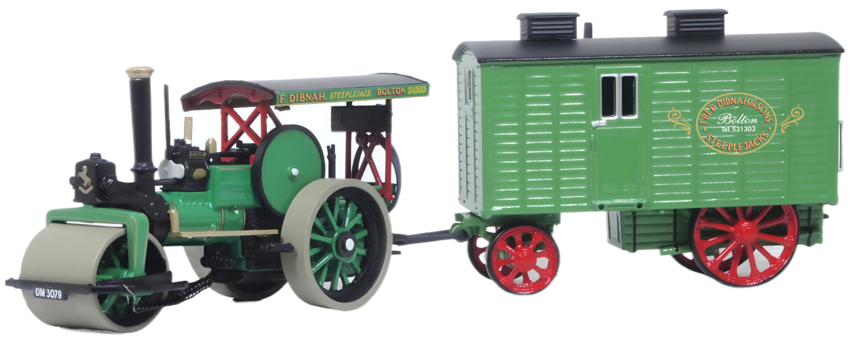 Oxford Diecast Fred Dibnah Aveling & Porter Road Roller (Betsy)  & Wagon 1:76 Scale