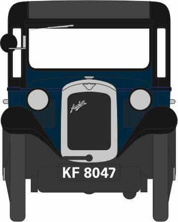 Oxford Diecast 76ASS002 Austin Seven RN Saloon Light Royal Blue - 1:76 Scale Line Drawing Front