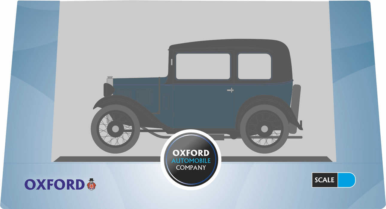 Oxford Diecast 76ASS002 Austin Seven RN Saloon Light Royal Blue - 1:76 Scale Pack
