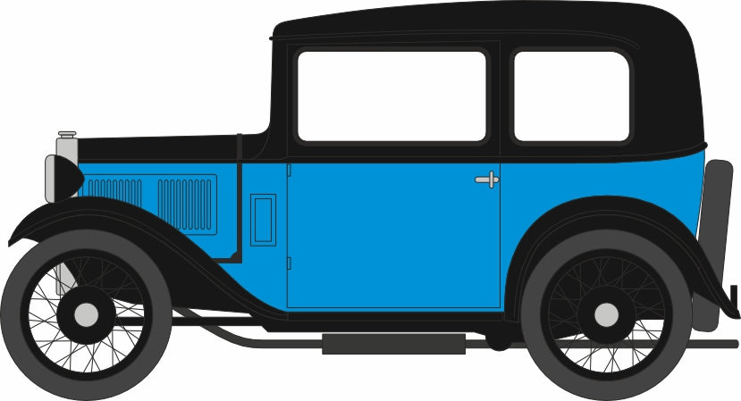 Oxford Diecast Austin Seven RN Saloon Blue/Black 1:76 Scale