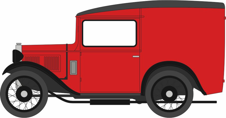 Oxford Diecast Austin Seven Van Red 1:76 Scale