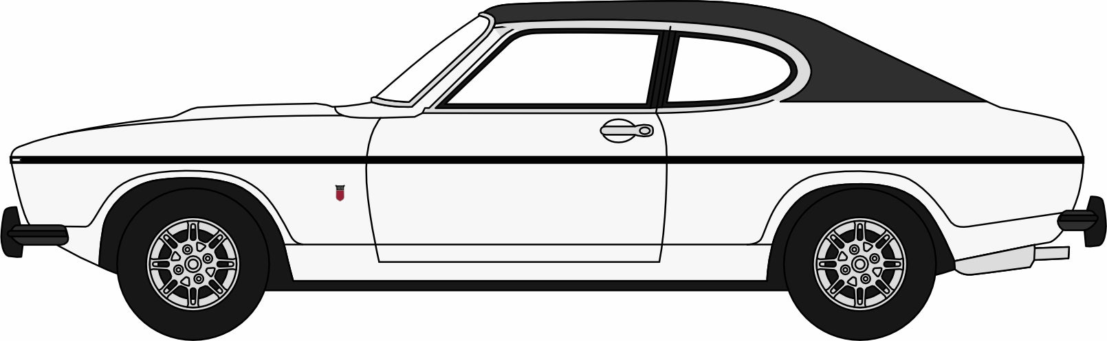 Oxford Diecast White Ford Capri Mk2 - 1:76 Scale 76CPR003 Left