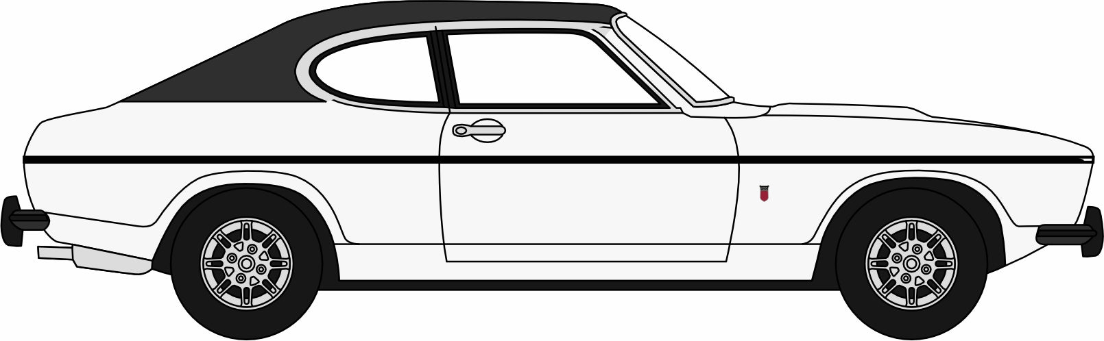 Oxford Diecast White Ford Capri Mk2 - 1:76 Scale 76CPR003 Left