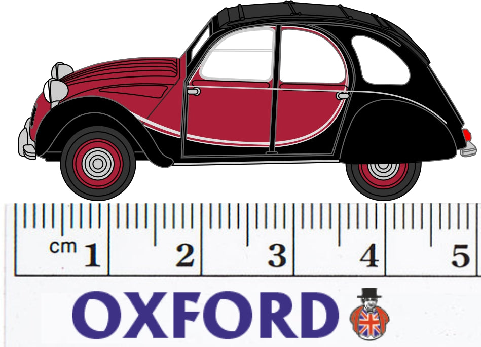 Oxford Diecast Charleston Maroon/Black Citroen 2CV - 1:76 Scale