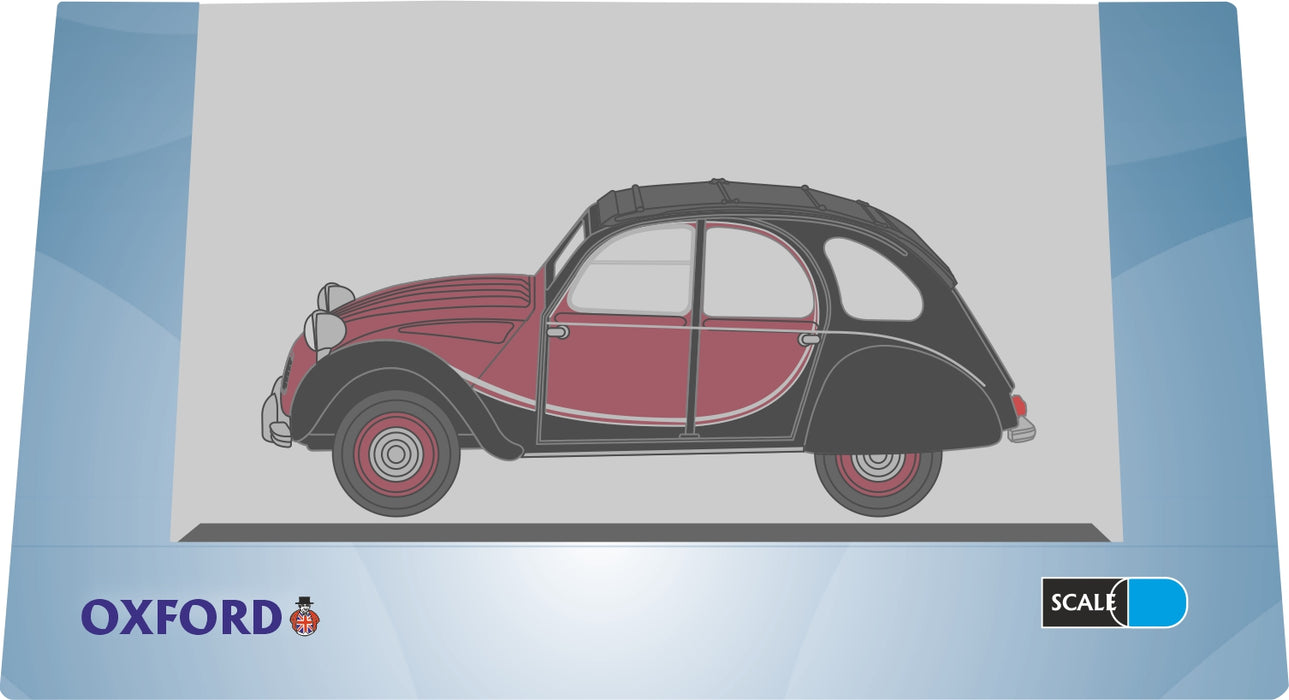 Oxford Diecast Charleston Maroon/Black Citroen 2CV - 1:76 Scale