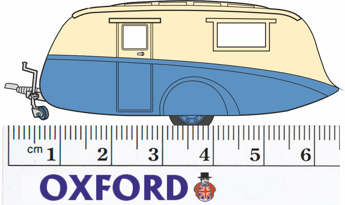 Oxford Diecast Cream/Blue Caravan - 1:76 Scale 76CV002 Measurements