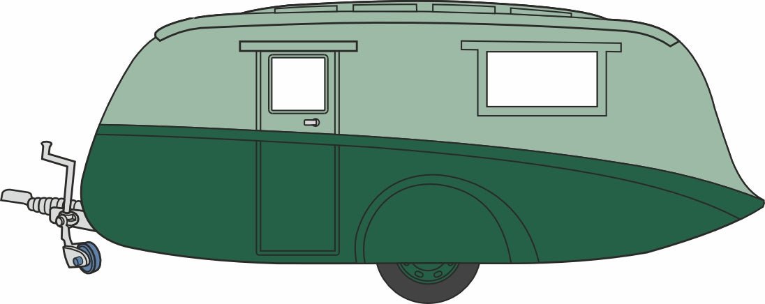 Oxford Diecast Caravan Two Tone Green 1:76 Scale