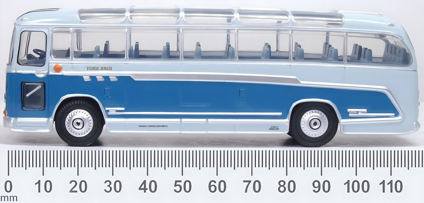 Model of the York Bros. Duple Britannia by Oxford at 1:76 scale. 76DB003 Measurements