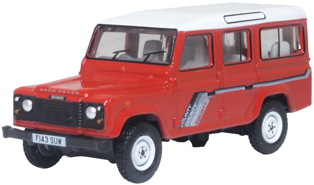 Oxford Diecast Land Rover Defender LWB St. Wagon Masai Red 1:76