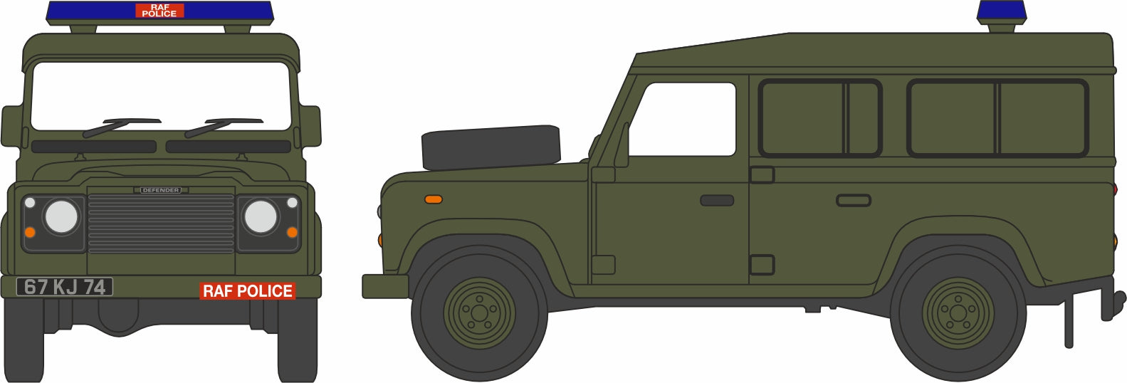 Oxford Diecast Land Rover Defender LWB RAF Police 1:76 Scale
