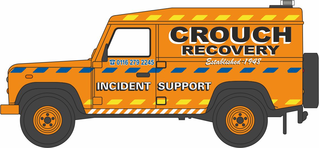 Oxford Diecast Land Rover Defender LWB Crouch Recovery 1:76 Scale
