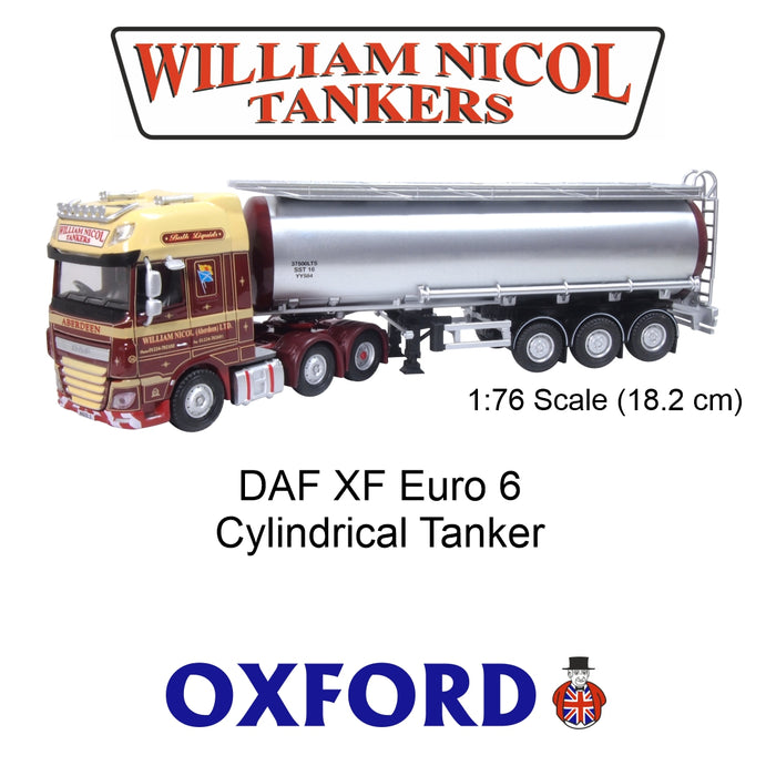 Oxford Diecast 1:76 OO Scale DAF XF Euro 6 Cylindrical Tanker William Nicol 76DXF006 1080x1080