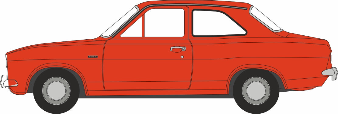 Oxford Diecast Ford Escort MK1 Sunset Red 1:76