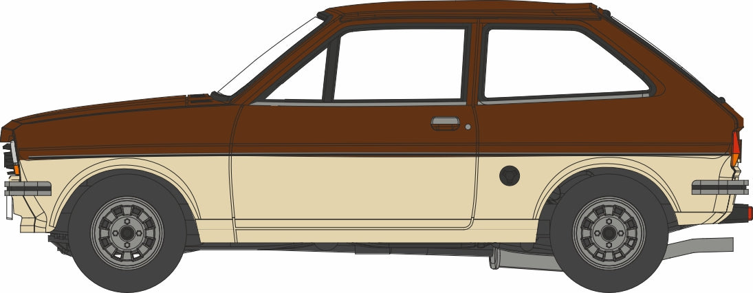 Oxford Diecast Ford Fiesta Mk1 Roman Bronze/Cordoba Beige 1:76 Scale