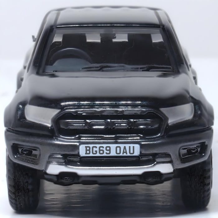 Model of the Ford Ranger Raptor Agate Black Metallic by Oxford at 1:76 scale 76FR001 Front