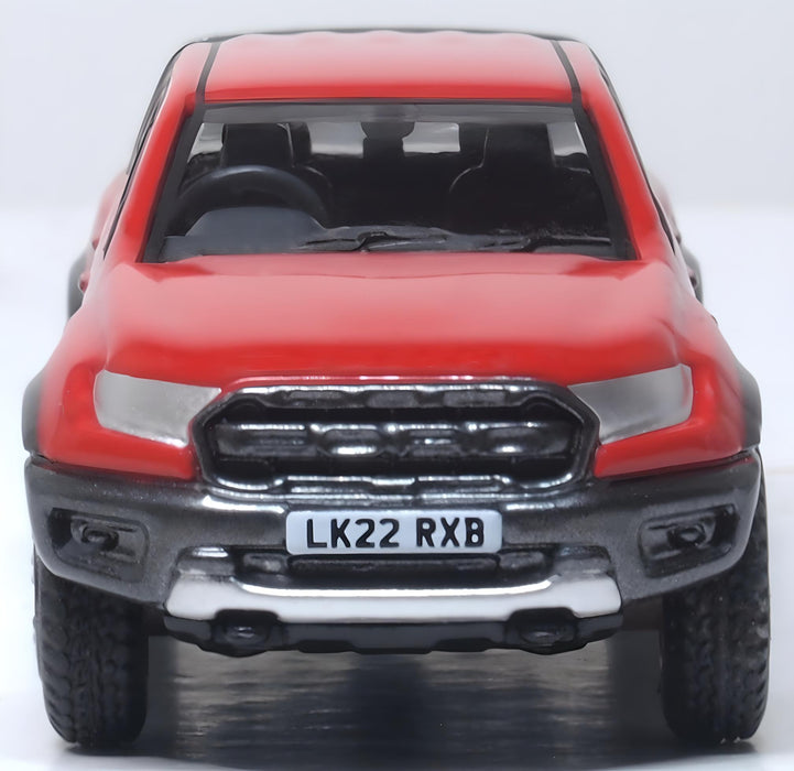 Model of the Ford Ranger Raptor Race Red by Oxford at 1:76 scale 76FR002 front