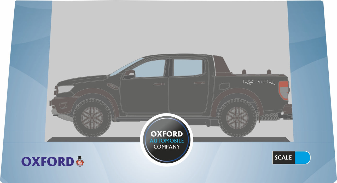 Model of the Ford Ranger Raptor Agate Black Metallic by Oxford at 1:76 scale 76FR001 Pack