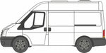 1:76 Oxford Diecast  Frozen White New Ford Transit Van (M.Roof) Mk5 Left