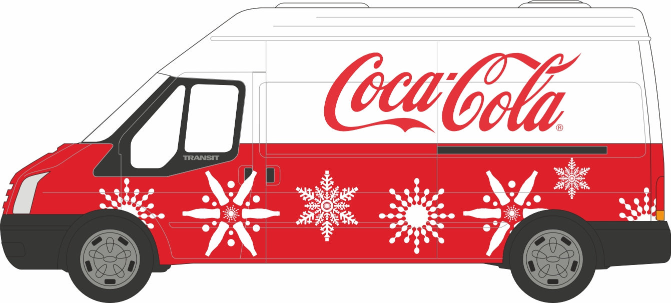 Oxford Diecast 1:76 Scale Ford Transit LWB High Coca Cola Xmas 76FT030CC Line Drawing Left