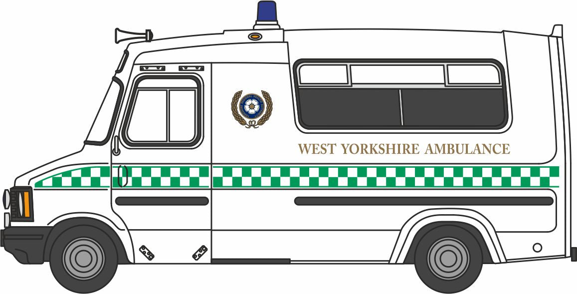 Oxford Diecast Bedford CF Hanlon Ambulance West Yorkshire Ambulance Service 1:76 Scale