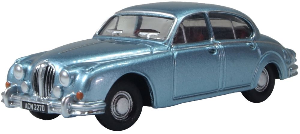 Oxford Diecast Jaguar MK2 Opalescent Silver Blue 1:76