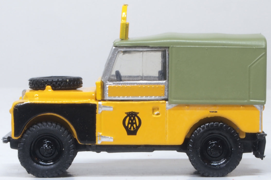 Model of the Land Rover Series I 88" Canvas AA Highland Patrol by Oxford at 1:76 scale.