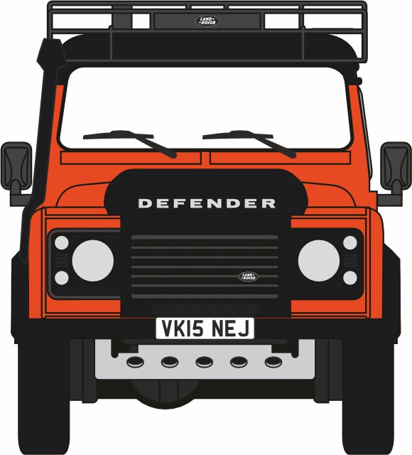 76LRDF008AD Defender 90 1:76 Scale Oxford Diecast Phoenix Orange Adventure Front