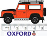 76LRDF008AD Defender 90 1:76 Scale Oxford Diecast Phoenix Orange Adventure Measurements